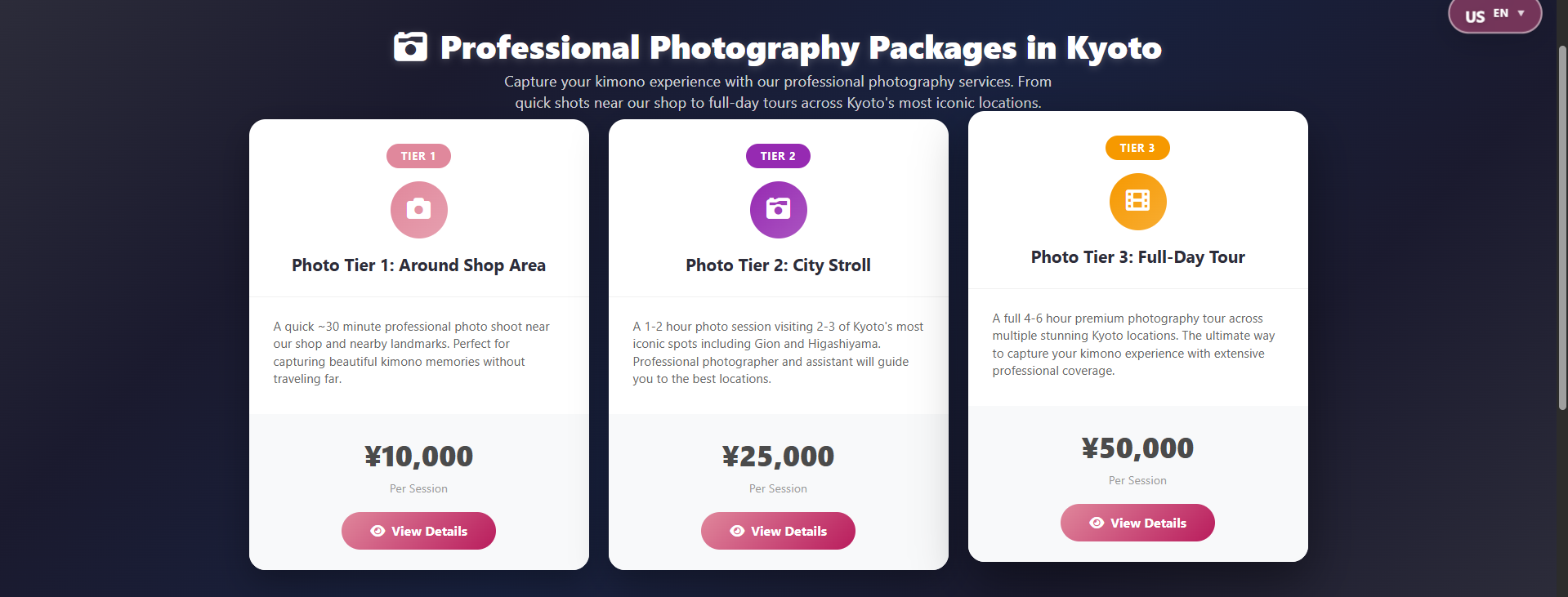 kimono photography packages